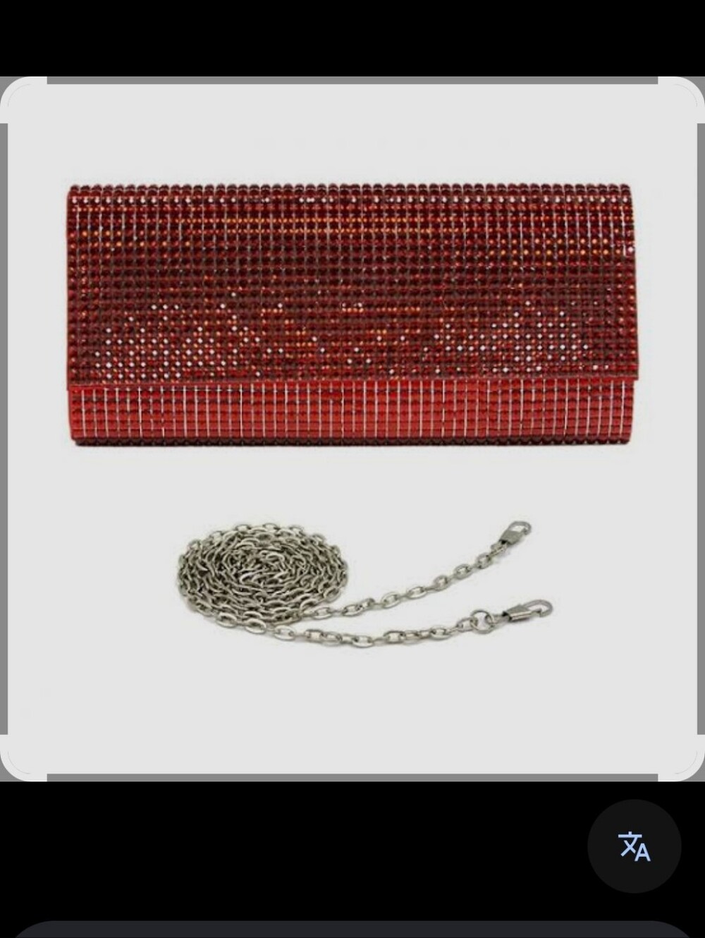 Source Unknown Red Crystal Evening Clutch with Silver Chain